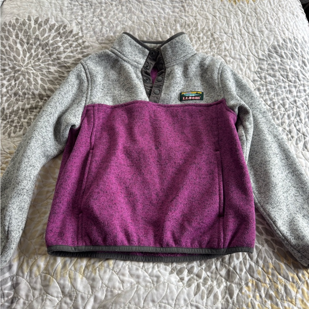 L.L. Bean Kids Heather Gray and Purple Sweater Fleece